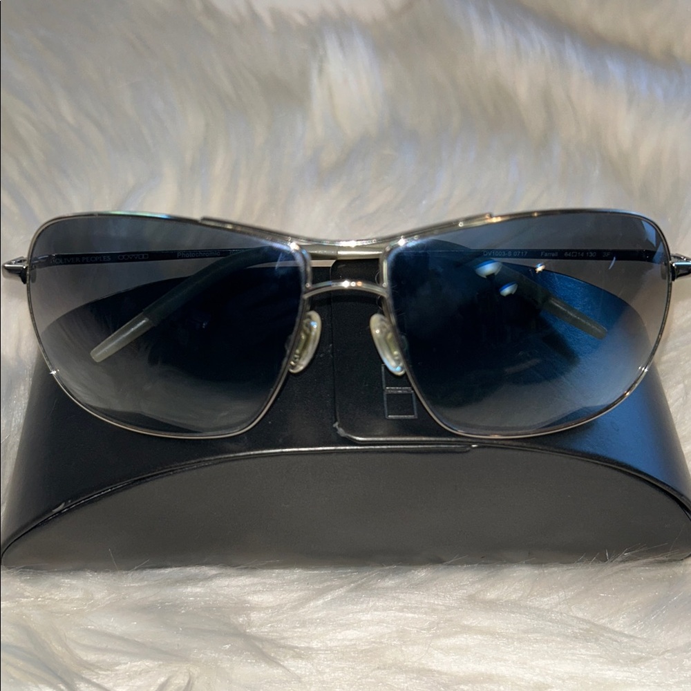 Oliver Peoples Silver and Blue Aviator Sunglasses - Picture 5 of 14